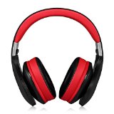 Ausdom AH2 Wireless Bluetooth Stereo Headphones with Mic V40EDR Enhanced Data Rate Over-Ear High Fidelity HeadphonesBlack and Red