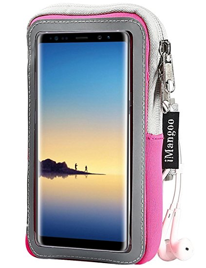 Note 8 Armband, iMangoo Running Arm Band Galaxy Note 8 Sports Armband Gym Wrist Bag Workout Arm Pouch Sleeve with Keys Holder/ Cards Slot Wallet Case for Samsung Note 8 Note 3/4 Moto G4/ G4 Plus Pink