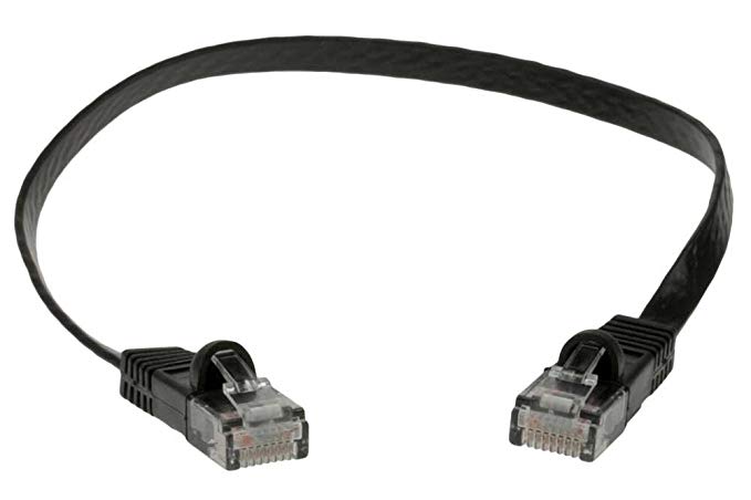 SF Cable, 0.5 ft Premium Ultra Flat CAT6 Network Flat Patch Cable Black