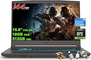 MSI Thin 15 Gaming Laptop 15.6" FHD IPS 144Hz Intel 8-core i5-12450H (Beats i7-11800H) 16GB RAM 512GB SSD GeForce RTX 3050 Backlit USB-C Win11 w/ICP Accessory