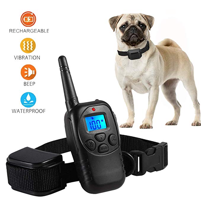 Dog Training Collar Shock Collar for Dogs with Rechargeable and Waterproof Dog Collar No Barking with Beep Vibration and Shock Harmless E Collar for Small Medium Large Dog, 1000ft Remote control