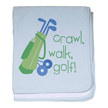 CafePress Crawl, Walk, Golf baby blanket - Standard Sky Blue