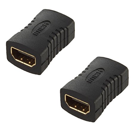 Caxico (Pack of 2) HDMI Inline Coupler - Black - Female to Female - Gold Plated