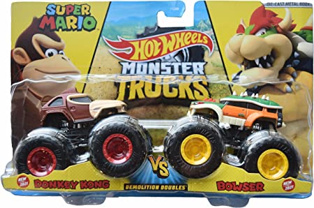 Hot Wheels Monster Trucks Donkey Kong Vs Bowser, Super Mario Demolition Doubles