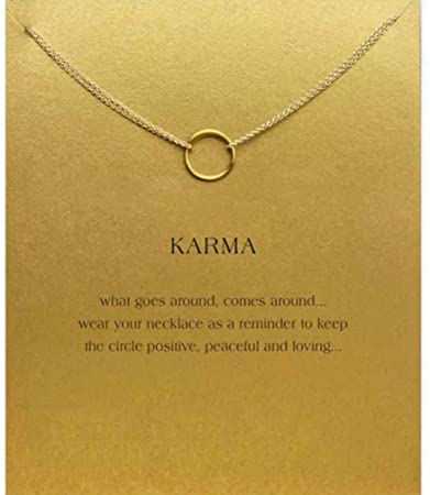 HENGSONG Clavicle Necklace with Message Card Pendant Necklace Choker for Women Jewelry Accessories Gifts Circle Plated Gold