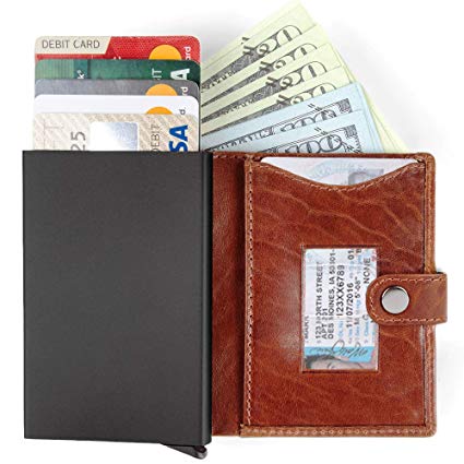 Bull Guard Slim Minimalist Wallet with RFID Blocking Card Case - Men's Pop Up Wallet In Premium Full Grain Leather