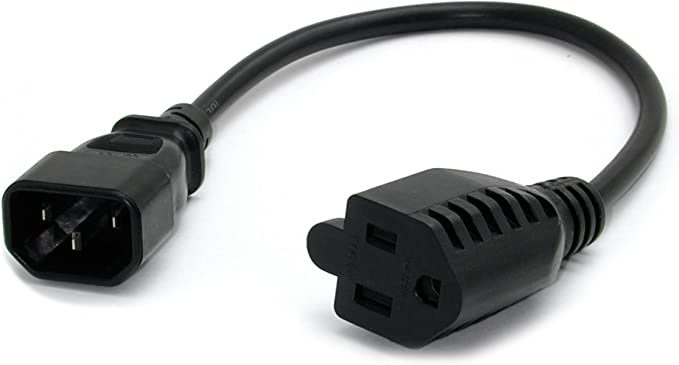 StarTech.com 1ft (0.3m) Power Extension Cord, IEC 320 C14 To NEMA 5-15R, 10A 125V, 18AWG, Black Computer Power Extension Cord, AC Outlet Extension Cable For Network Equipment, UL Listed (PAC100)