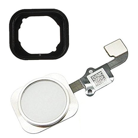 Johncase New OEM Home Button Flex Ribbon Cable Assembly Replacement   Rubber Gasket for Iphone 6 4.7 / 6 Plus 5.5 white