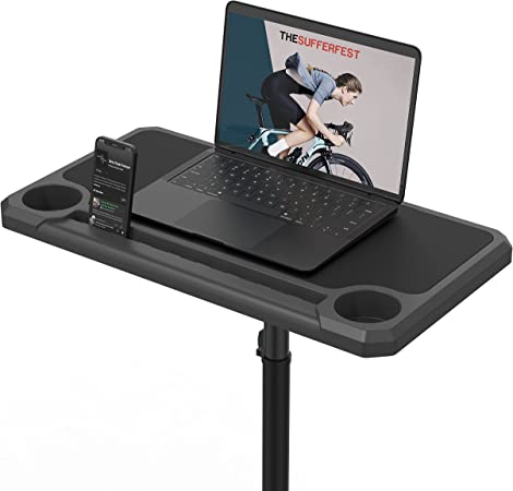 KOM Cycling Media Display - Indoor Cycling Desk for a Bicycle Trainer - Bike Desk Creates a Rad Indoor Cycling Pain Cave - The Bicycle Trainer Desk is Perfect for displaying Zwift, TR, and Wahoo SUF!