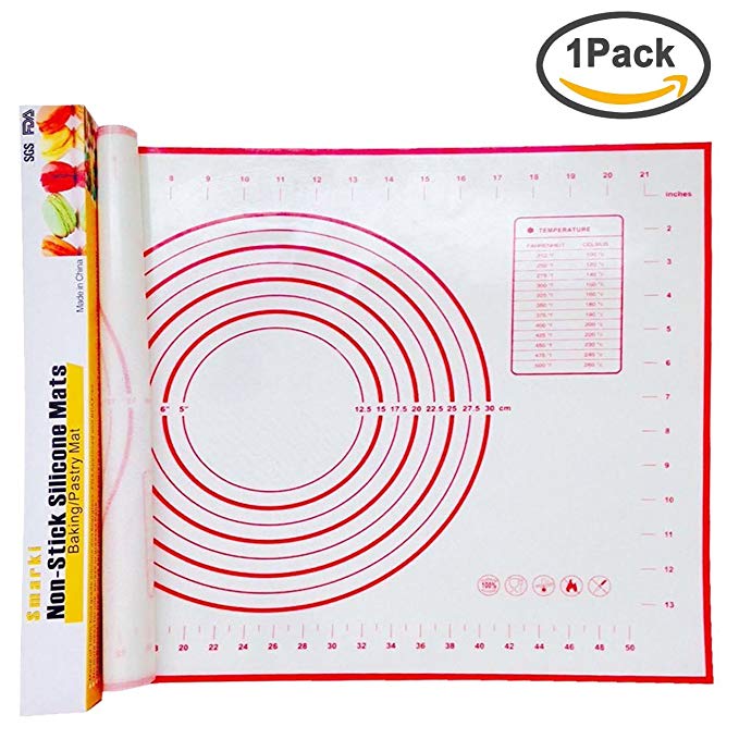 Smarki Silicone Pastry Mat Food-grade Silicone for Rolling Dough Non-Stick Silicone Mats with Measurements Great for Christmas Kneading Dough Mats-Large (23.62" x 15.74")
