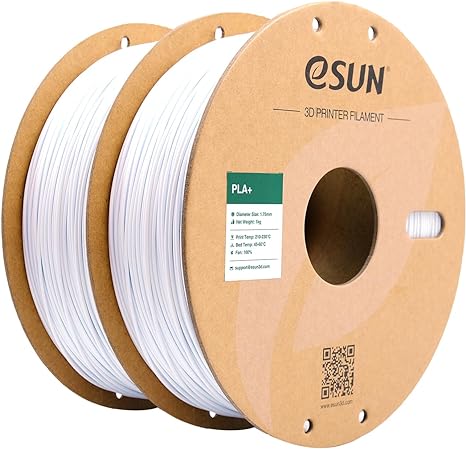 eSUN PLA  Filament 1.75mm, 3D Printer Filament PLA Plus, Dimensional Accuracy  /- 0.03mm, 1KG per Spool, 2 Spools 3D Printing Filament, Cold White