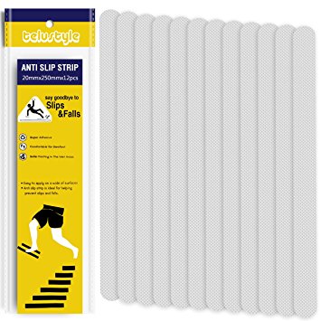 Telustyle Anti Slip Tape Bathtub and Shower Treads, Safety Walk Self Adhesive Non-Slip Tape 12 Packs (Color Clear)