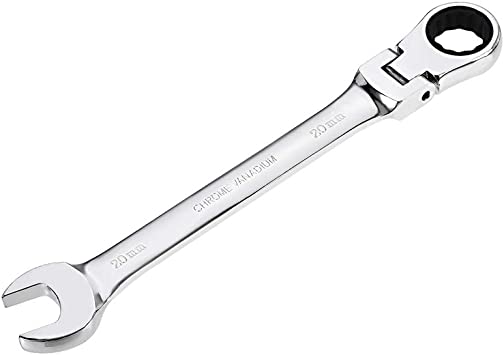 uxcell 20mm Flex-Head Ratcheting Combination Wrench Metric 72 Teeth 12 Point Ratchet Box Ended Spanner Tools, Cr-V