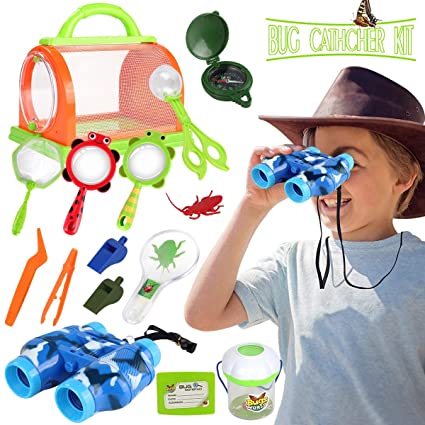 Outdoor Explorer Set,STEM Educational Bug Catcher Kit for Boys Girls Adventure Kit Fun Toys with Binoculars Compass, Magnifying Glass,Nature Explorer Bulk Best gift for Kids Age 3