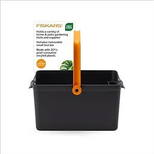 FISKARS Gardening Tool Caddy with Small Tool Storage - Suitable for Indoor and Outdoor Use - Made with Recycled Plastic