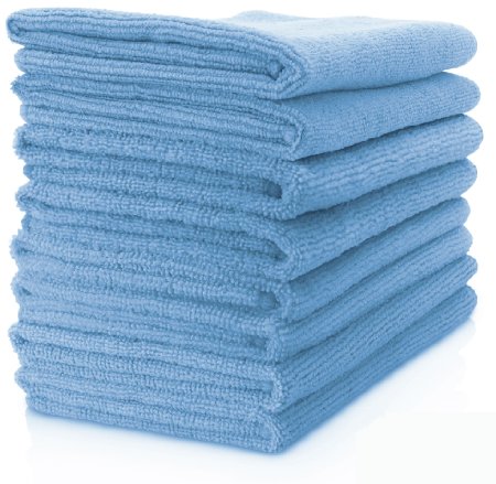 Vibrawipe Microfiber Cloth - Pack of 8 Pieces All-Blue Microfiber Cleaning Cloths HIGH ABSORBENT LINT-FREE STREAK-FREE For Kitchen Car Windows