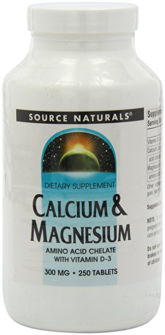 Source Naturals Calcium/Magnesium Chelate 200mg/100mg, 250 Tablets