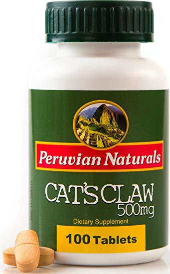 Peruvian Naturals Cat's Claw 500mg - 100 Tablets (Uña de Gato) | Anti-Inflammatory Supplement for Joint Pain and the Immune System