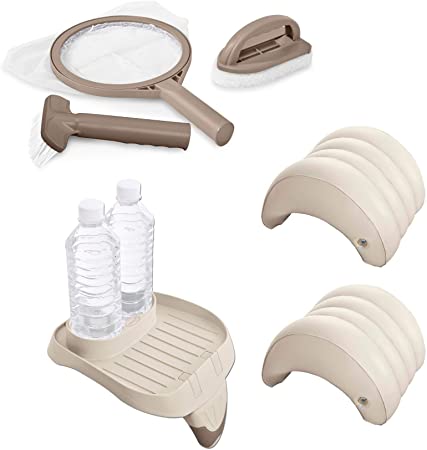 Intex Spa Maintenance Kit, Cup holder & Tray & Inflatable Spa Headrest (2 Pack)