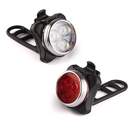 Eximtrade USB Rechargeable Bike Front Light and Tail Light Flashlight LED 4 Modes 100 Lumens Waterproof