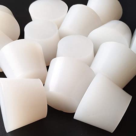 LGEGE White Tapered Shaped Solid Silicon Rubber Stopper Lab Stopper 8# Size 3 Pcs