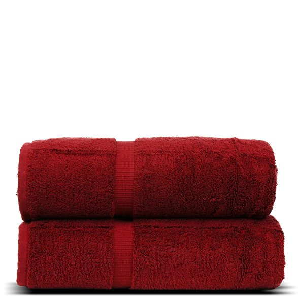 Luxury Hotel & Spa Towel Turkish Cotton Bath Towels - Cranberry - Dobby Border - Set of 2