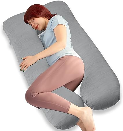 MOON PINE Pregnancy Pillow, Cooling U Shaped Full Body Pillow for Sleeping, Maternity Pillow with Cover for Pregnant Women (Cooling Grey)