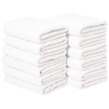 AmazonBasics Cotton Hand Towel - 12-Pack, White