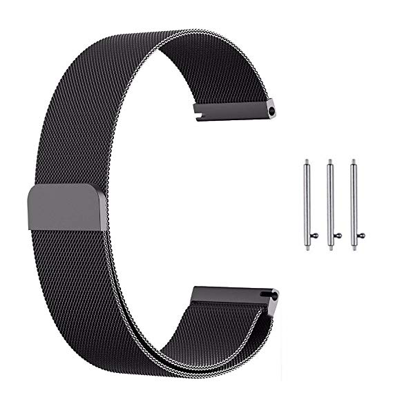 Milanese Loop Band SIKAI 20mm Universal Replacement Stainless Steel Strap for Amazfit Bip/Samsung Gear Sport/Gear S2 Classic/Huawei Watch 2 Fully Magnetic Adjustable Closure with Spring Bars