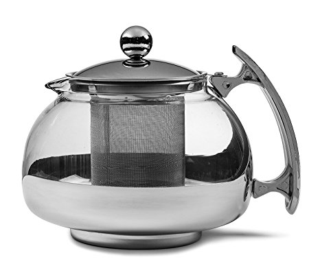 Chef's Star Premium Glass Tea Pot & Infuser - Stainless Steel, 25 oz