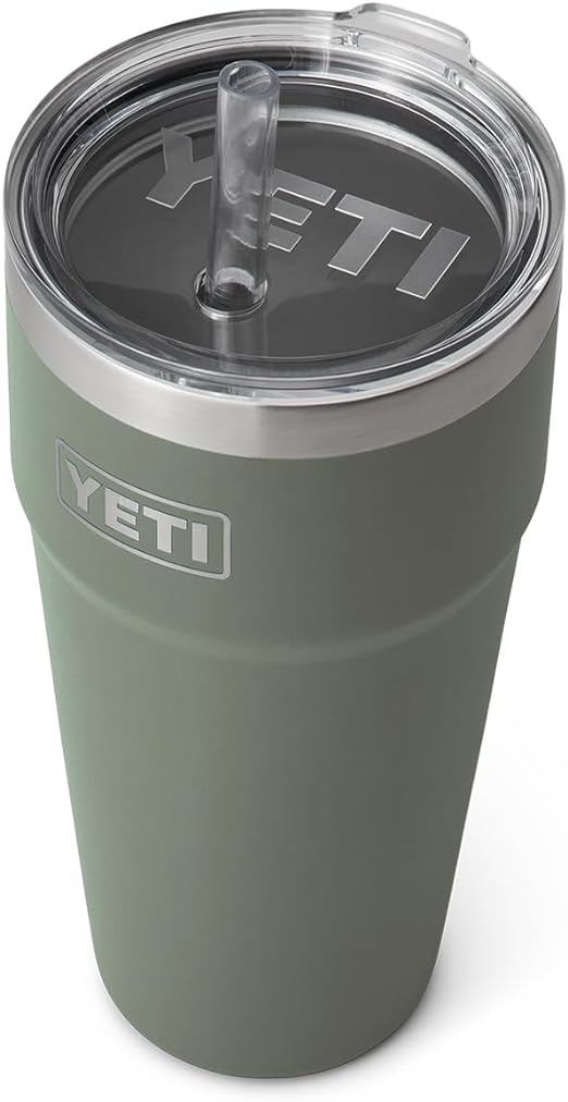 YETI Rambler 26 oz Straw Cup, Vacuum Insulated, Stainless Steel with Straw Lid, Camp Green