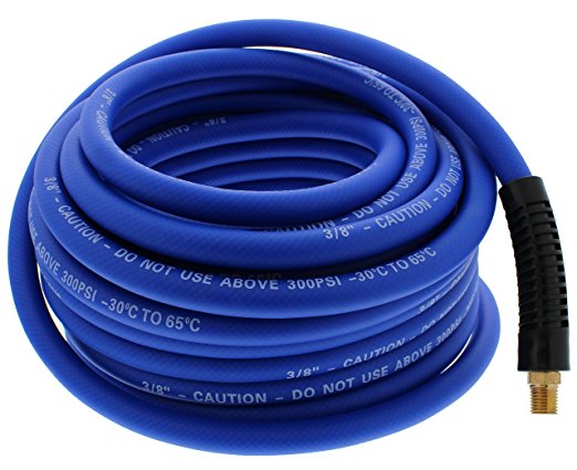 ABN Air Hose – 50’ Feet, All Weather (-22F to 149F), Lightweight, Hybrid, 1/4" Inch MNPT Ends, 3/8" Inch, 300 PSI