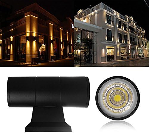 Up Down Wall Lighting ALLOMN Waterproof Led Wall Sconce Cylinder COB 6W LED Wall Sconce Lamp for Indoor Outdoor Use (Cool White 6W)