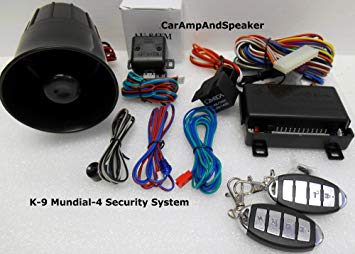 Brand New Omega K9 Mundial-4 (New Version) Car Alarm with Keyless Remote Entry   (2) 4 Button Remotes with   Au-84tm Dual Zone Shock Sensor, Aux Input and Stylish Remoted
