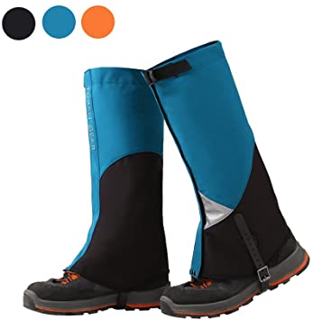 Tuban Hiking Gaiters Ski Snow Gaiters Waterproof Boot Gaiters Reinforced Adjustable TPU Strap Breathable 1001D Nylon Leg Gaiters (Blue)