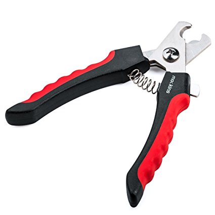 mockins Professional Dog Nail Clipper With Ergonomic Handles & Semi Circular Blades Making The Pet Nail Clippers Safe and Easy To Use - Small / Medium - Red …