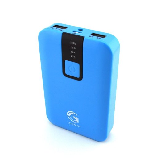 Portable Battery Charger 12000mAh by Gembonics Power Bank for iPhone 6 6 plus 5S 5C 4S, iPad Air 2 mini 3, Samsung Galaxy S6 S5 S4 S3 Note Nexus HTC Motorola Nokia PS Vita Gopro and more (Blue)