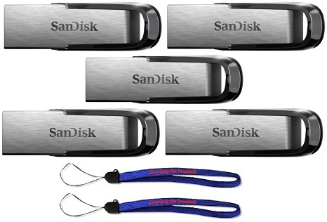 SanDisk Ultra Flair USB (5 Pack) 3.0 32GB Flash Drive High Performance up to 150MB/s - with (1) Everything But Stromboli (tm) Lanyard