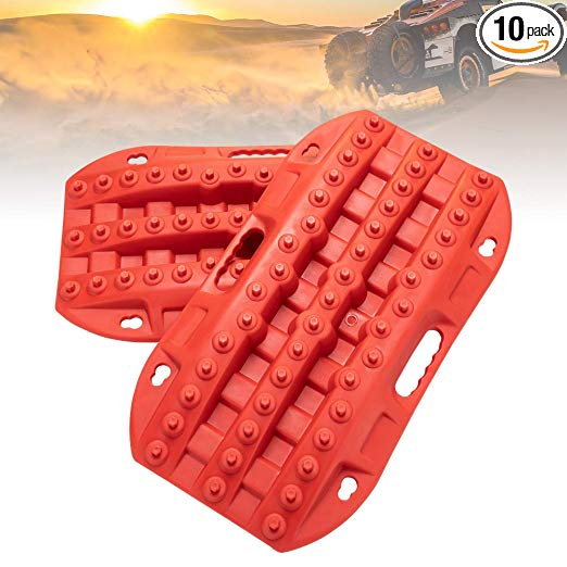 LITEWAY Recovery Traction Tracks - 2 Pcs Red Traction Mat for Sand Mud Snow Track Tire Ladder 4X4 - Traction Boards