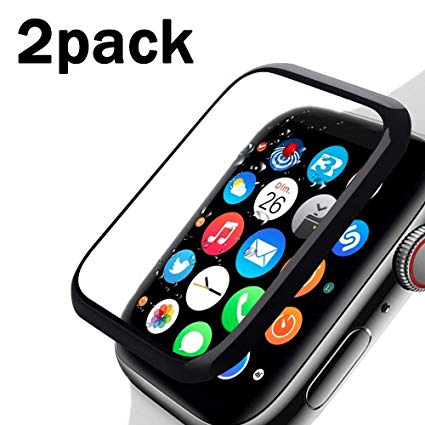 Screen Protector for Apple Watch Series 4 44MM, [2Pack] 3D Curved Edge Scratch Resistant Tempered Glass Film Compatible with Apple Watch Series 4 44MM