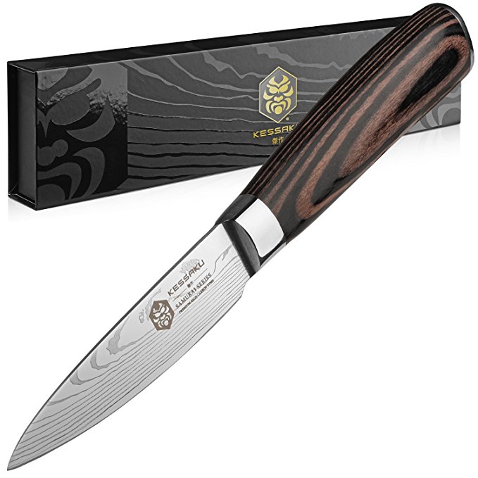 Kessaku Paring Knife - Samurai Series - Japanese Etched High Carbon Steel, 3.5-Inch