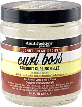 Aunt Jackie's Coconut Crème Recipes Curl Boss, Curling Gel, Curls without Weighing Hair Down, 15 Ounce Jar