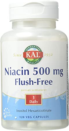 KAL Niacin Flush-Free Capsules 500 Mg, 120 Count