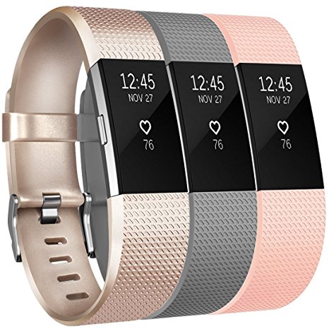 For Fitbit Charge 2 Bands 3 PACK Vancle Replacement Wristbands Soft Comfortable Accessory Strap for Fitbit Charge 2 Band  Fitbit Charge 2 Small Large No Tracker