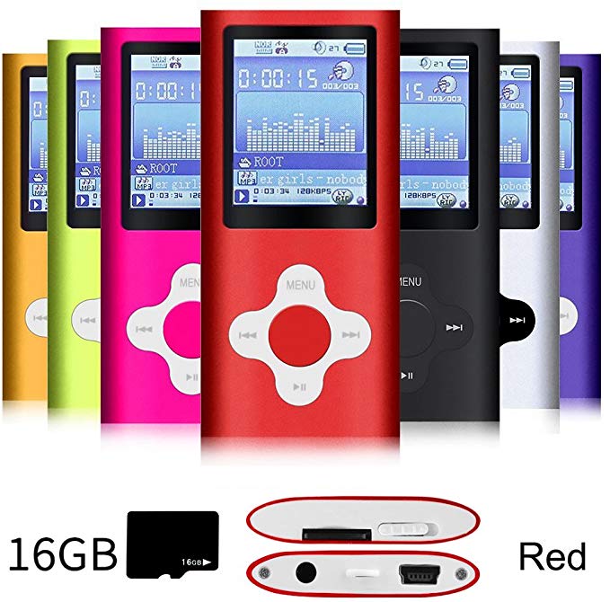 G.G.Martinsen Red with White Versatile MP3/MP4 Player with a Micro SD Card, Support Photo Viewer, Mini USB Port 1.8 LCD, Digital MP3 Player, MP4 Player, Video/Media/Music Player