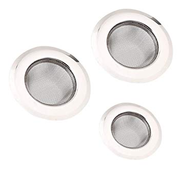 Sinide 3PCS Stainless Steel Sink Strainer - 2 Pcs 4.5 Inch and 1 Pcs 2.75 Inch, Sink Drains Cover - Stripe Wave Mesh, Sink Stopper Perfect for Kitchen, Bathroom, Shower, Outdoor Drain (Style1)
