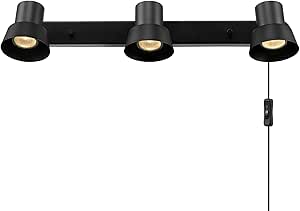 Globe Electric 64000115 22" 3-Light Plug-in Track Lighting, Matte Black, Pivoting Track Heads, 15-Foot Black Cord, in-Line on/Off Rocker Switch