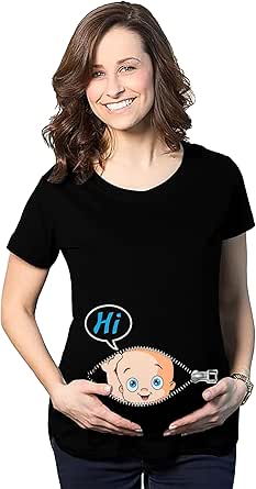 Maternity Cute Pregnancy Tshirt Baby Peeking Funny Graphic Tee New Baby Top