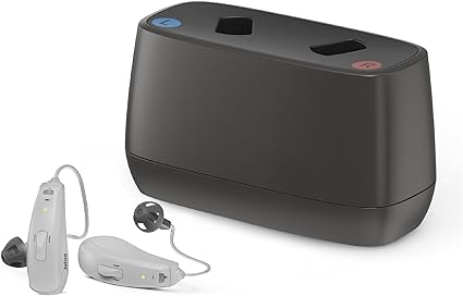 Jabra Enhance Select 50R Hearing Aids - Rechargeable, Nearly Invisible & Lightweight for All-Day Comfort - Designed for Mild to Moderate Hearing Loss - Includes Virtual Audiology Care – Gray