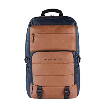 Gear DOUBLE DECKER 31L Water Resistant Laptop Bag/Backpack/Office Bag for Men/Women (Navy-Tan)